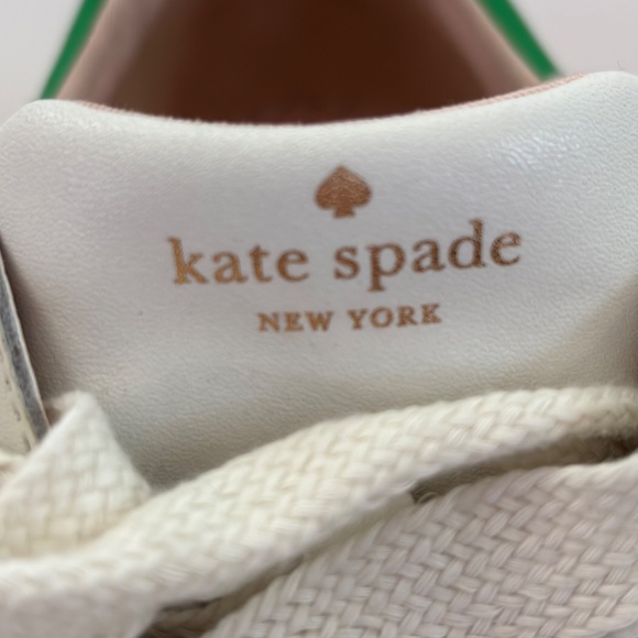 KATE SPADE Alanna Leather Sneakers White Green Women’s Size 10 - Picture 11 of 16